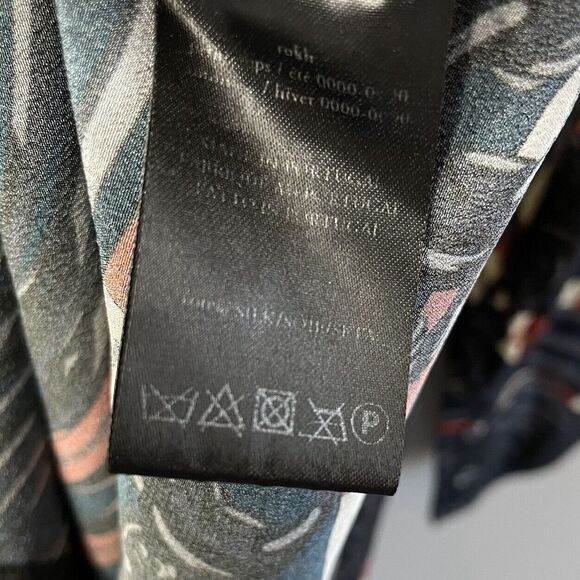 ROKH Shirt Dress Womens 40 US 2-4 Scarf Frill Silk Button Front Long Sleeve Midi - Picture 13 of 14